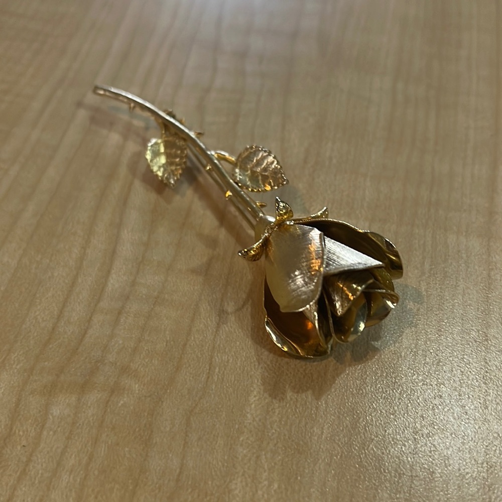 Gold Rose Brooch
